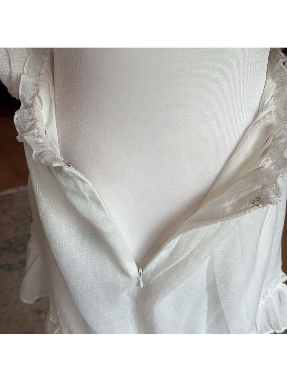 Lulu’s Size M Daylight Darling lace trim mini dress. White open back bride-to-be - Picture 9 of 14
